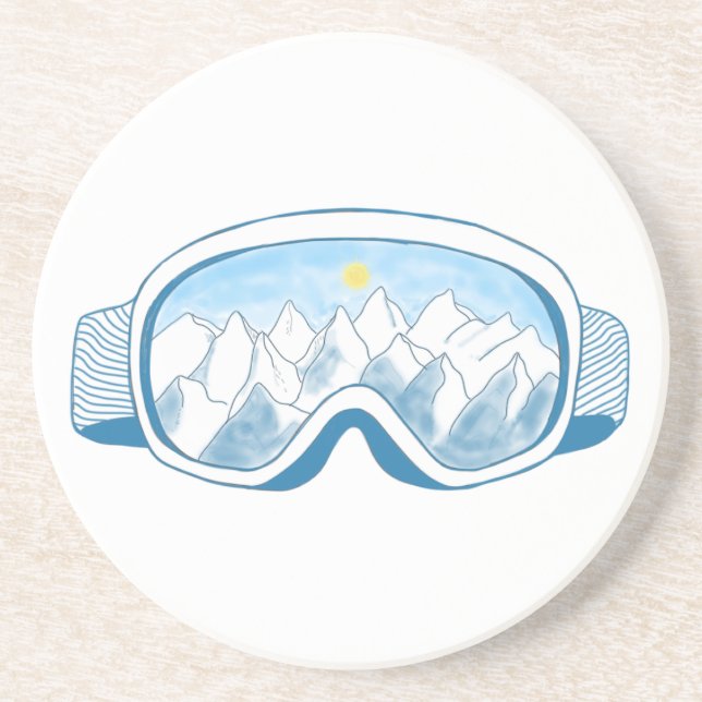 Dessous De Verre En Grès Illustration des lunettes de ski Sunny Mountain (Devant)