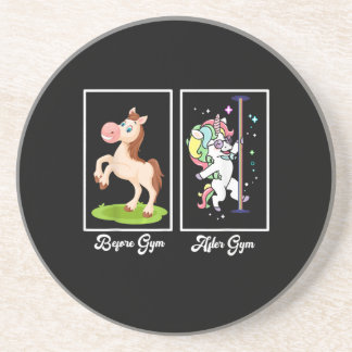 Dessous De Verre En Grès Illustration drôle Unicorne Avant Après Gym