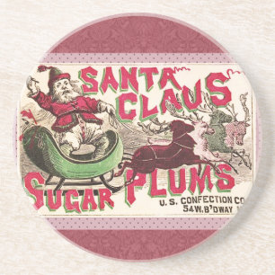 Dessous De Verre En Grès Illustration Vintage du Père Noël