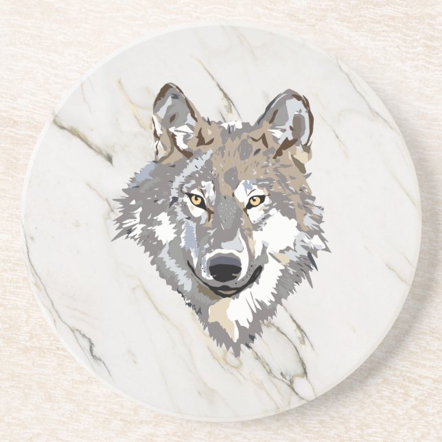 Dessous De Verre En Grès Illustration Wolf (Devant)