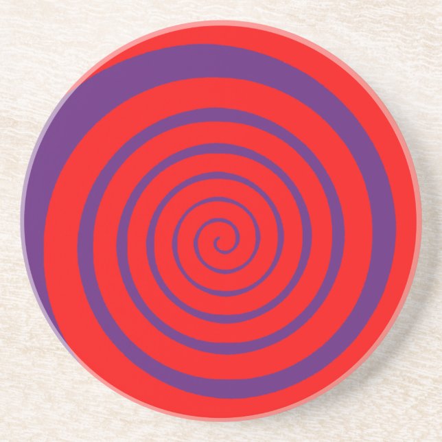 Dessous De Verre En Grès image spirale hypnotique rouge (Devant)