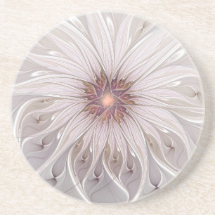Dessous De Verre En Grès Imaginaire Floral, Abstraite Fleur Pastel Moderne