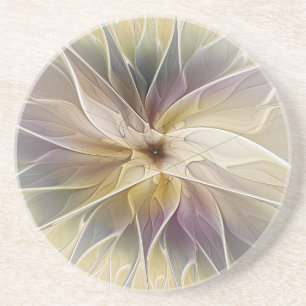 Dessous De Verre En Grès Imaginaire Floral Gold Eggplant Art Fractal Abstra
