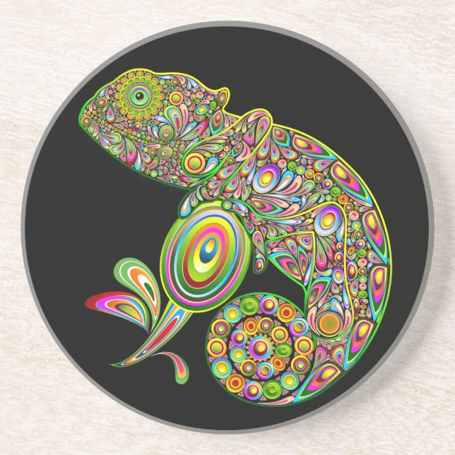 Dessous De Verre En Grès Imaginaire psychédélique de Chameleon (Devant)