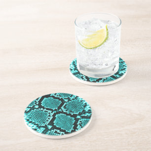 Dessous De Verre En Grès Impression Animale Peau de Serpent à Sonnette Diam