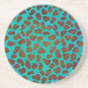 Dessous De Verre En Grès Impression Brown et Turquoise dalmate