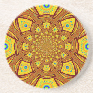 Dessous De Verre En Grès Impression d'art Kaleidoscope d'or
