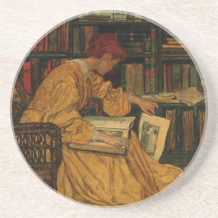 Dessous De Verre En Grès Impression d'art pour amateur de livres anciens