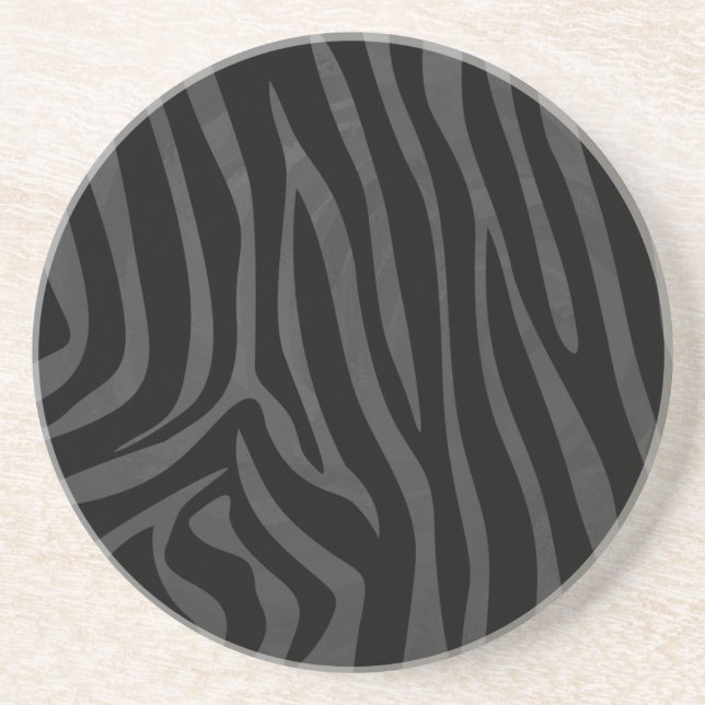 Dessous De Verre En Grès Impression noire et grise Zebra (Devant)