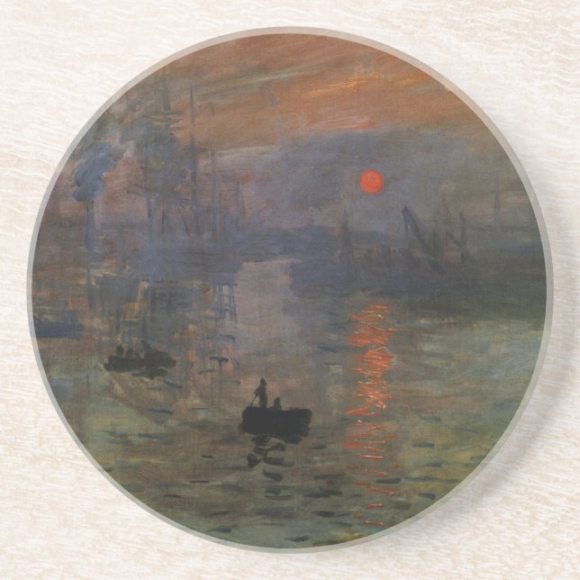 Dessous De Verre En Grès Impression Sunrise par Claude Monet, Art Vintage (Devant)