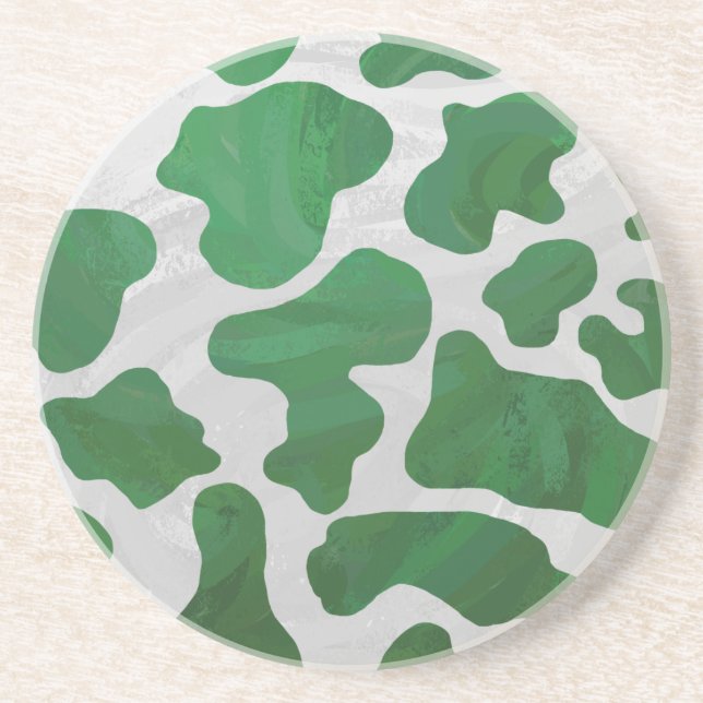 Dessous De Verre En Grès Impression verte et blanche de vache (Devant)