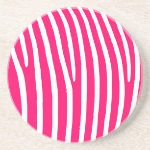 Dessous De Verre En Grès Impression Zèbre rose et blanc chaud