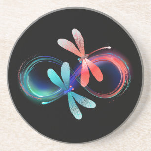 Dessous De Verre En Grès Infini avec des libellules lumineuses