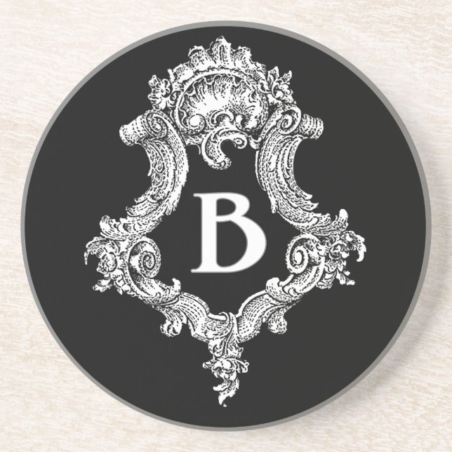 Dessous De Verre En Grès Initiale de monogramme B (Devant)
