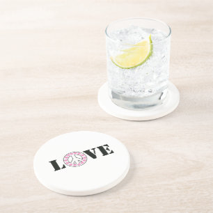 Dessous De Verre En Grès Inspirationnel Pink Love Coeurs de paix