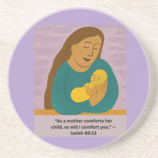 Dessous De Verre En Grès Isaiah 66:13 Comforting Mother and Baby Postcard
