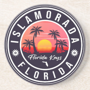 Dessous De Verre En Grès Islamorada Florida Retro Sunset Beach Souvenir 60s