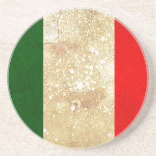 Dessous De Verre En Grès Italie Drapeau à Grunge