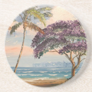 Dessous De Verre En Grès Jacaranda sur la plage