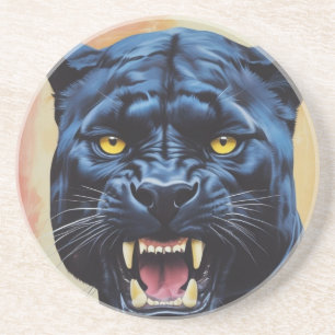 Dessous De Verre En Grès Jaguar - Panthère noire
