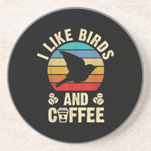 Dessous De Verre En Grès J'aime Birds & Coffee Funny vintage Birds thème lo