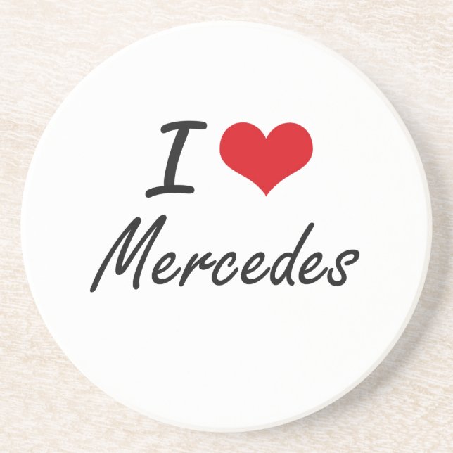Dessous De Verre En Grès J'aime la conception artistique de Mercedes (Devant)