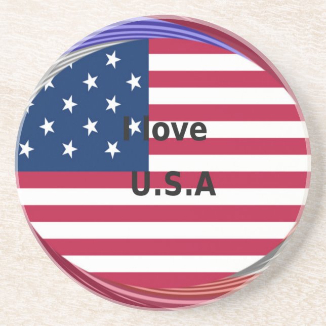DESSOUS DE VERRE EN GRÈS J'AIME LES USA (Devant)