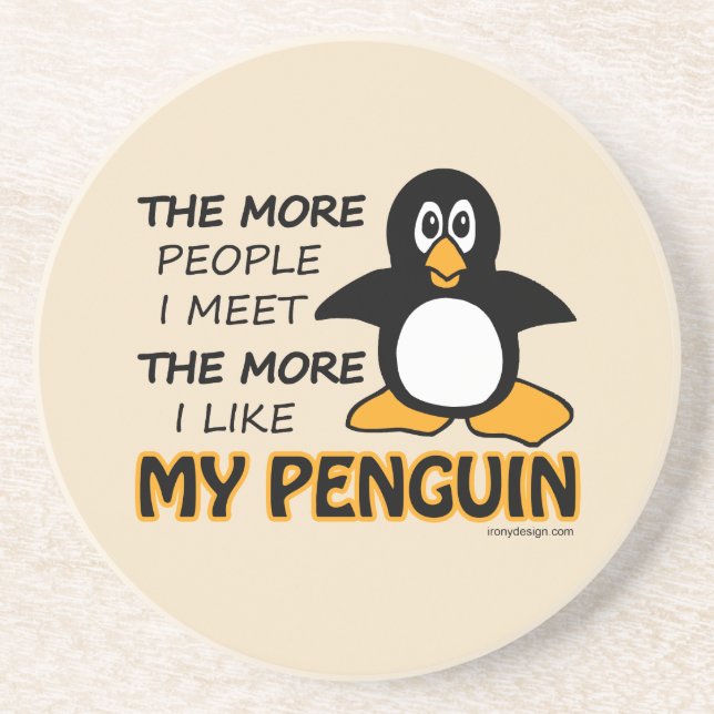 Dessous De Verre En Grès J'aime mon pingouin (Devant)