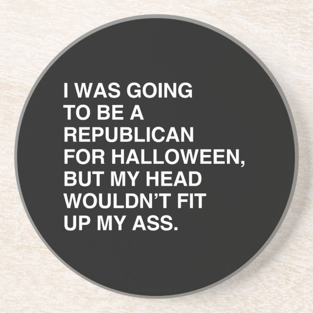 DESSOUS DE VERRE EN GRÈS J'ALLAIS ÊTRE UN RÉPUBLICAIN POUR HALLOWEEN (Devant)