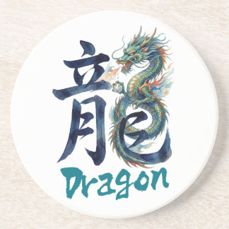 Dessous De Verre En Grès Japanese kanji Dragon -RYU-