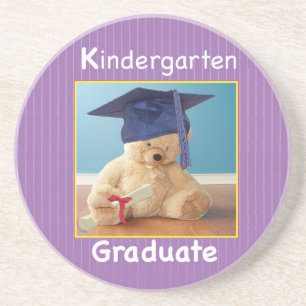 Dessous De Verre En Grès Jardin d'enfants Graduation Teddy Bear sur pourpre