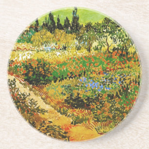 Dessous De Verre En Grès Jardin fleuri avec Chemin Van Gogh Art