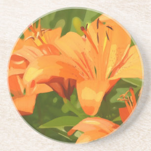 Dessous De Verre En Grès Jardin Lily De Tigre Peint