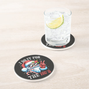 Dessous De Verre En Grès Je le fais pour les Ho's Funny Christmas Santa