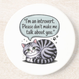 Dessous De Verre En Grès "Je suis introverti. Ne me faites pas parler de