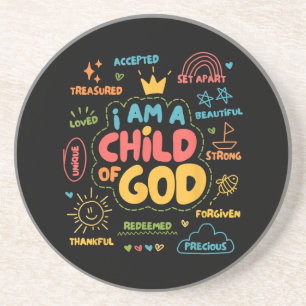 Dessous De Verre En Grès Je suis un enfant de Dieu Christian Retro Jésus Fo
