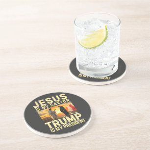 Dessous De Verre En Grès Jésus Trump - Jésus est mon Seigneur Sauveur