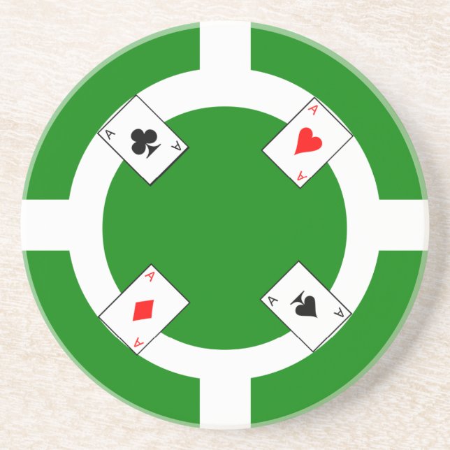 Dessous De Verre En Grès Jeton de poker - vert (Devant)