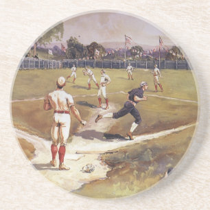 Dessous De Verre En Grès Jeu de baseball sportif vintage par Henry Sandham