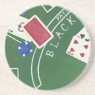 Dessous De Verre En Grès Jeu de Blackjack avec chips par Chariklia Zarris