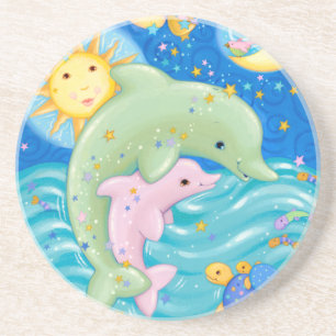 Dessous De Verre En Grès Jeu de dauphins
