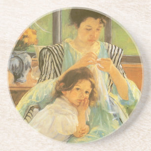 Dessous De Verre En Grès Jeune mère coudre par Mary Cassatt, Art Vintage