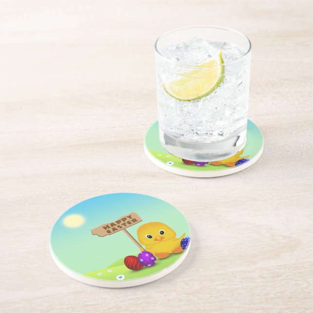 Dessous De Verre En Grès Joli bébé de Pâques poussin (Côté)