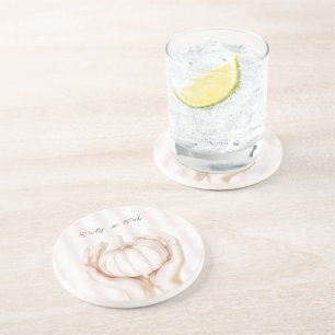 Dessous De Verre En Grès Joli en rose Citrouille dans les mains