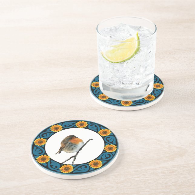 Dessous De Verre En Grès Joli joli Robin rouge (Côté)