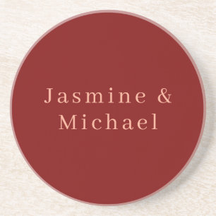 Dessous De Verre En Grès Joli Minimaliste Deep Red & Peach Propre Nom