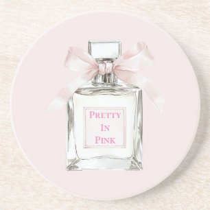Dessous De Verre En Grès Joli nœud de bouteille de parfum rose  