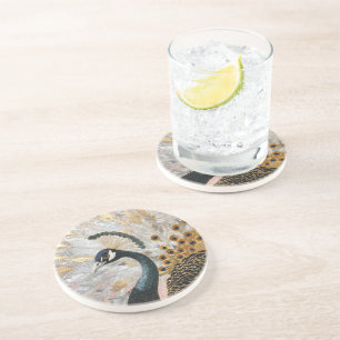 Dessous De Verre En Grès Joli Peacock Gold Noël