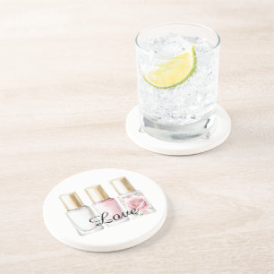 Dessous De Verre En Grès Joli Rose Blush Rose Floral Clou Polonais