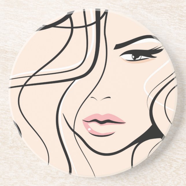 Dessous De Verre En Grès Joli visage féminin (Devant)